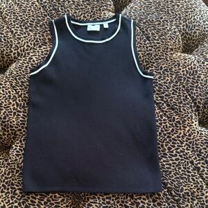 Cyrus Black Sleeveless Sweater with White Accents